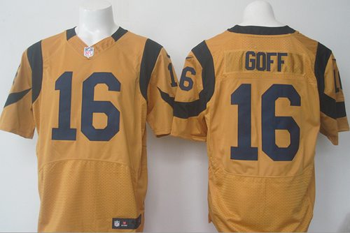  Rams #16 Jared Goff Gold Men's Stitched NFL Elite Rush Jersey